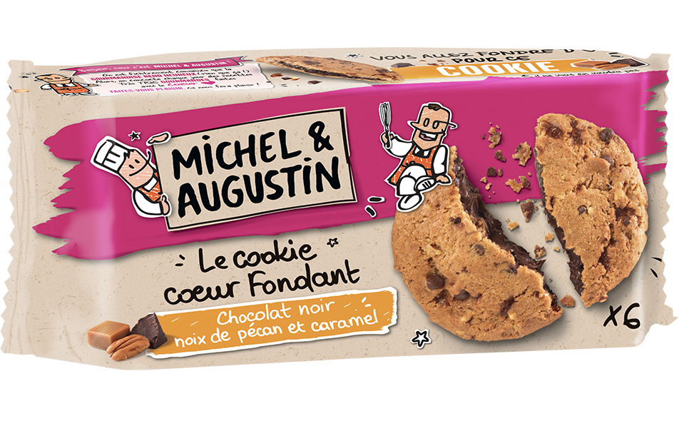 Cookie coeur fondant au chocolat noir, pécan et caramel